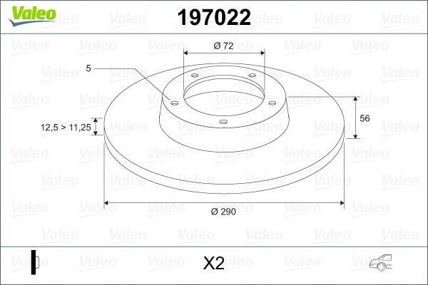 Valeo 197022 - Тормозной диск autospares.lv