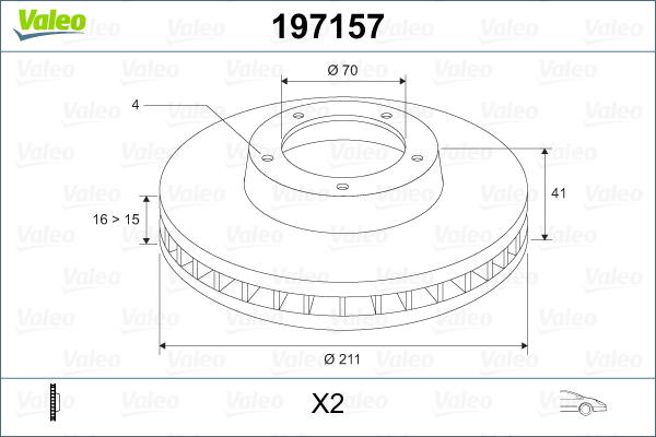 Valeo 197157 - Тормозной диск autospares.lv