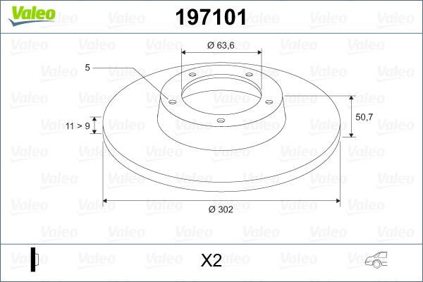 Valeo 197101 - Тормозной диск autospares.lv