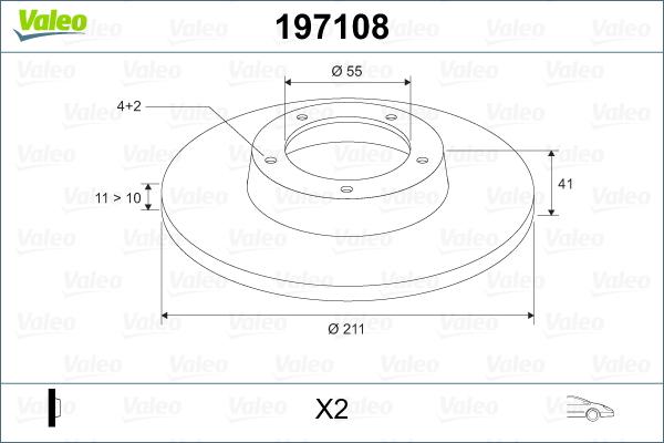 Valeo 197108 - Тормозной диск autospares.lv