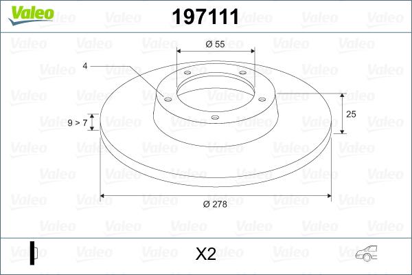 Valeo 197111 - Тормозной диск autospares.lv