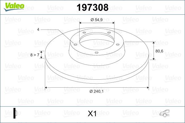 Valeo 197308 - Тормозной диск autospares.lv