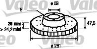 Valeo 186443 - Тормозной диск autospares.lv