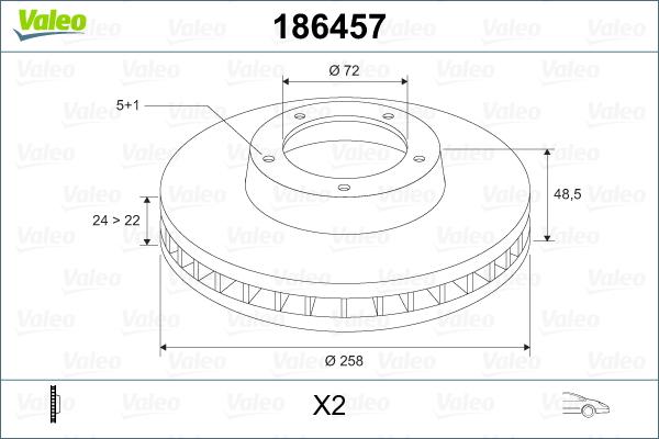 Valeo 186457 - Тормозной диск autospares.lv