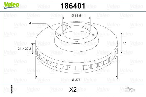 Valeo 186401 - Тормозной диск autospares.lv