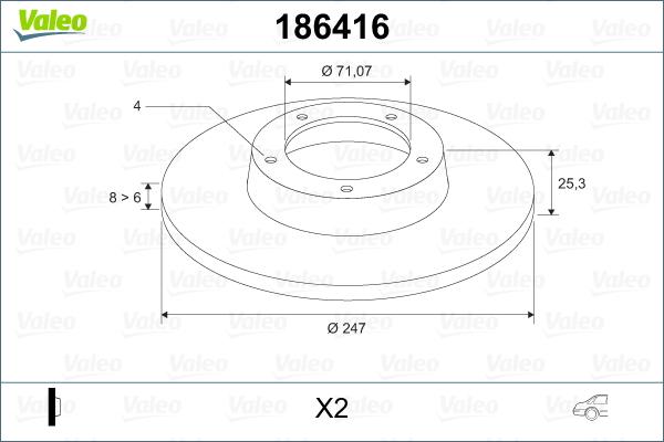 Valeo 186416 - Тормозной диск autospares.lv