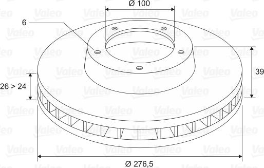 Valeo 186484 - Тормозной диск autospares.lv