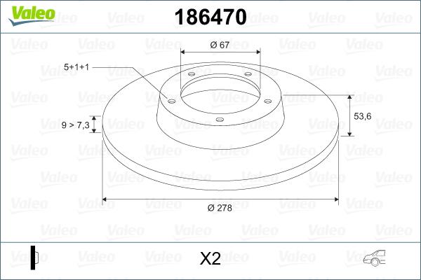 Valeo 186470 - Тормозной диск autospares.lv