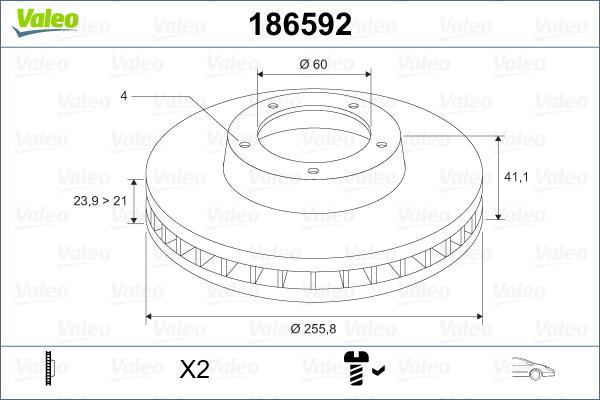 Valeo 186592 - Тормозной диск autospares.lv