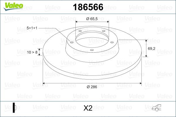 Valeo 186566 - Тормозной диск autospares.lv