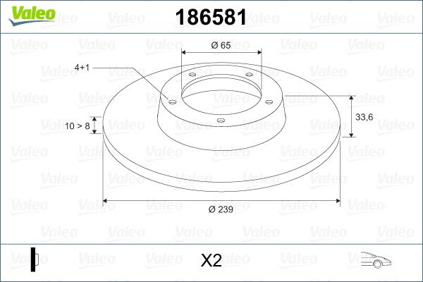 Valeo 186581 - Тормозной диск autospares.lv