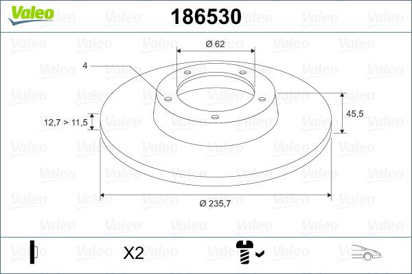 Valeo 186530 - Тормозной диск autospares.lv