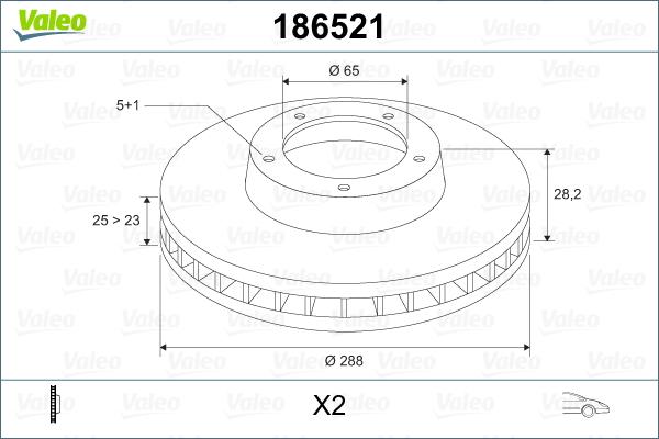 Valeo 186521 - Тормозной диск autospares.lv