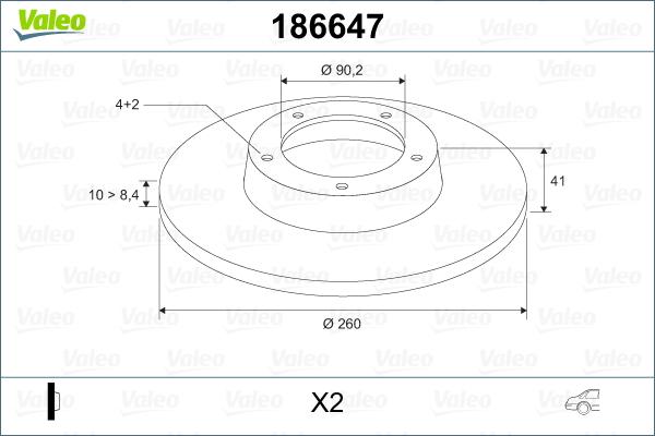 Valeo 186647 - Тормозной диск autospares.lv