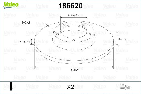 Valeo 186620 - Тормозной диск autospares.lv