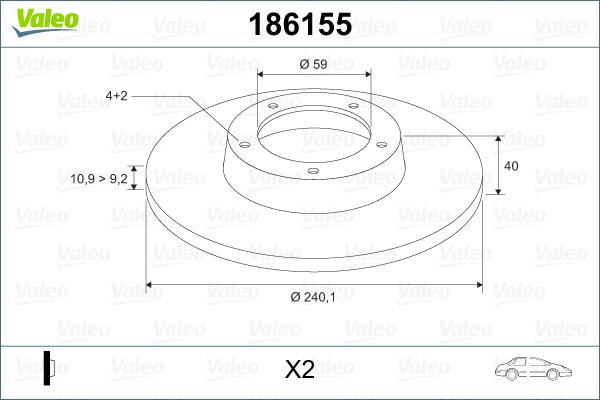 Valeo 186155 - Тормозной диск autospares.lv