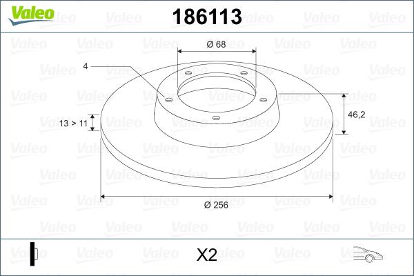 Valeo 186113 - Тормозной диск autospares.lv