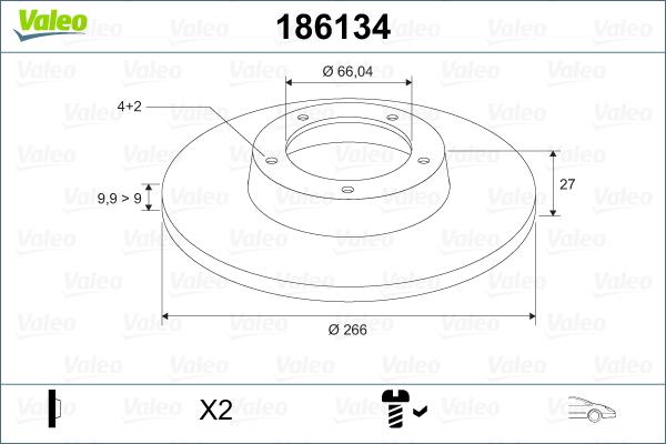 Valeo 186134 - Тормозной диск autospares.lv