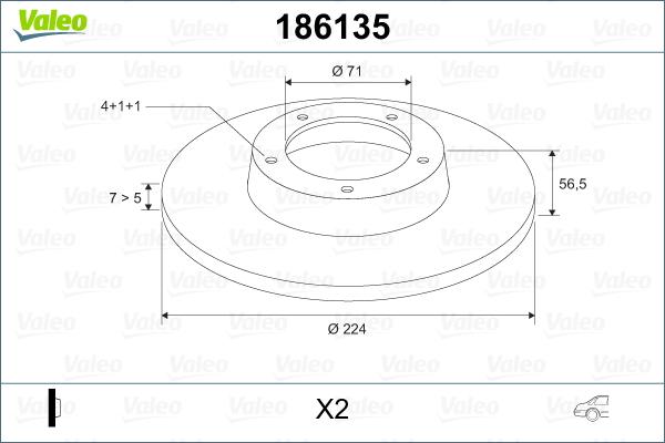 Valeo 186135 - Тормозной диск autospares.lv