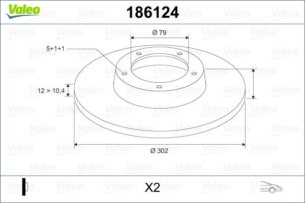 Valeo 186124 - Тормозной диск autospares.lv