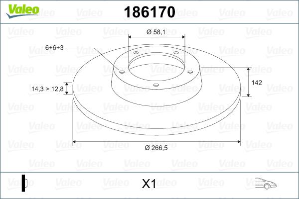 Valeo 186170 - Тормозной диск autospares.lv