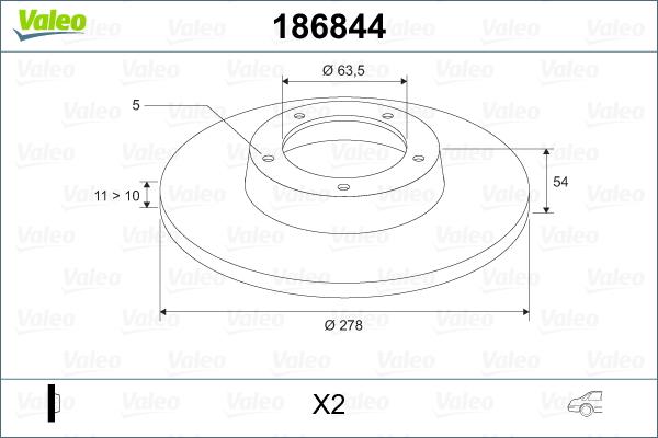 Valeo 186844 - Тормозной диск autospares.lv