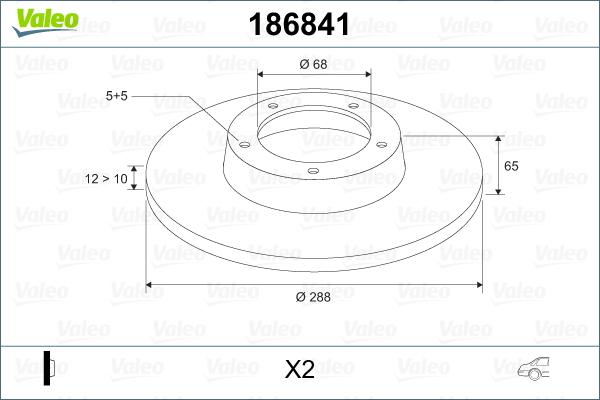 Valeo 186841 - Тормозной диск autospares.lv