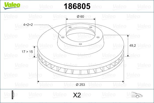 Valeo 186805 - Тормозной диск autospares.lv