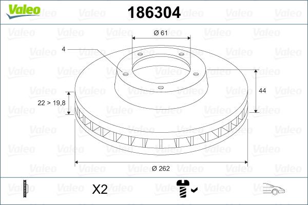 Valeo 186304 - Тормозной диск autospares.lv