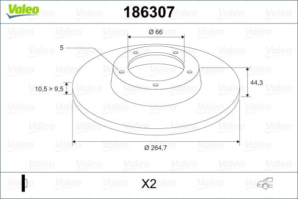 Valeo 186307 - Тормозной диск autospares.lv
