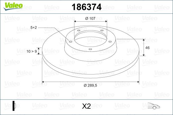 Valeo 186374 - Тормозной диск autospares.lv