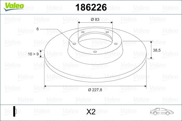 Valeo 186226 - Тормозной диск autospares.lv