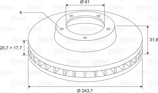 Valeo 186221 - Тормозной диск autospares.lv
