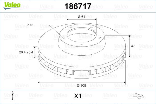 Valeo 186717 - Тормозной диск autospares.lv
