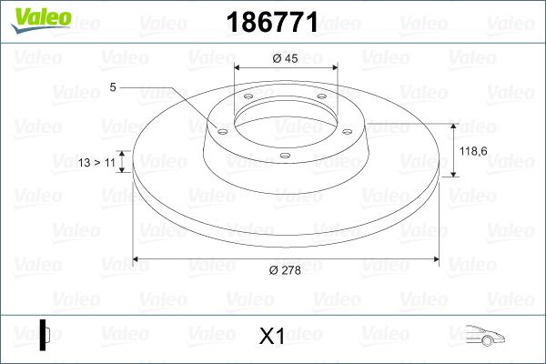 Valeo 186771 - Тормозной диск autospares.lv