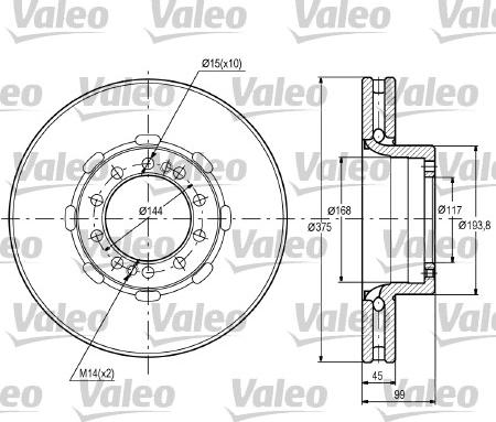 Valeo 187093 - Тормозной диск autospares.lv