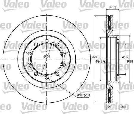 Valeo 187097 - Тормозной диск autospares.lv