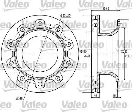 Valeo 187057 - Тормозной диск autospares.lv