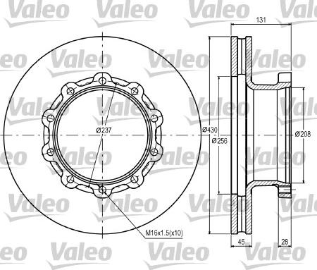Valeo 187070 - Тормозной диск autospares.lv