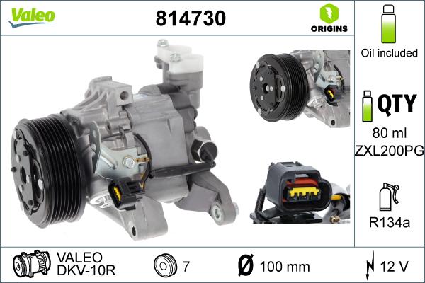 Valeo 814730 - Компрессор кондиционера autospares.lv