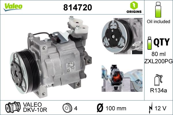 Valeo 814720 - Компрессор кондиционера autospares.lv