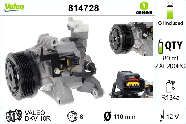 Valeo 814728 - Компрессор кондиционера autospares.lv