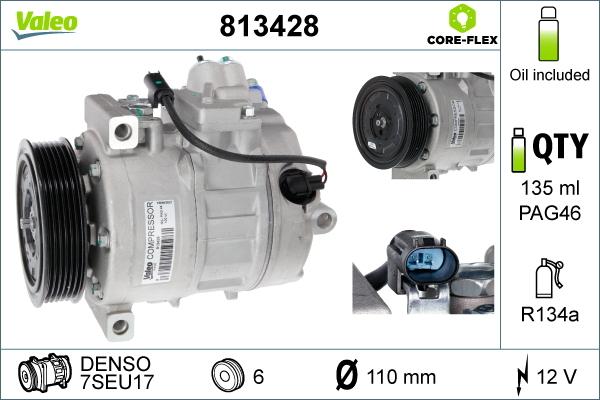 Valeo 813428 - Компрессор кондиционера autospares.lv