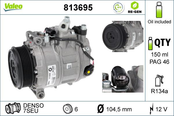 Valeo 813695 - Компрессор кондиционера autospares.lv