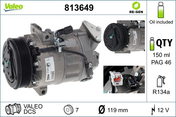 Valeo 813649 - Компрессор кондиционера autospares.lv