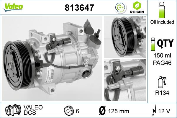 Valeo 813647 - Компрессор кондиционера autospares.lv