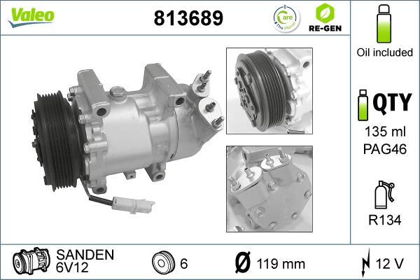 Valeo 813689 - Компрессор кондиционера autospares.lv