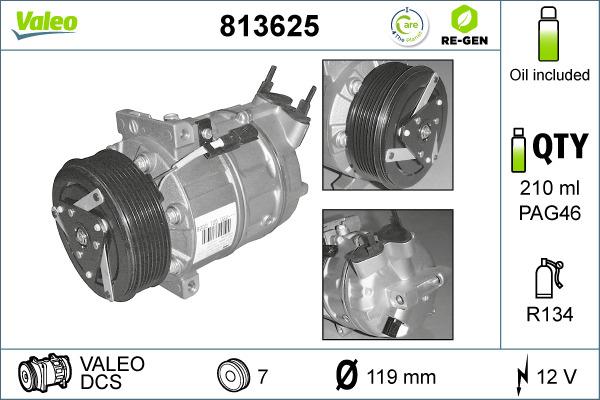 Valeo 813625 - Компрессор кондиционера autospares.lv