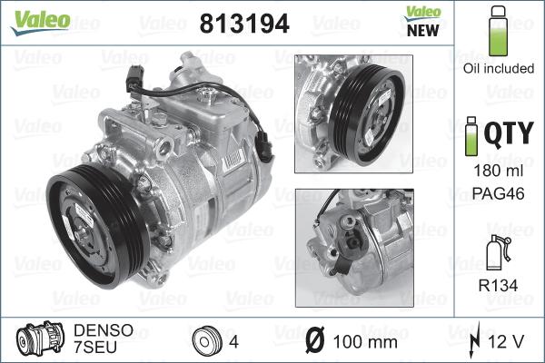 Valeo 813194 - Компрессор кондиционера autospares.lv