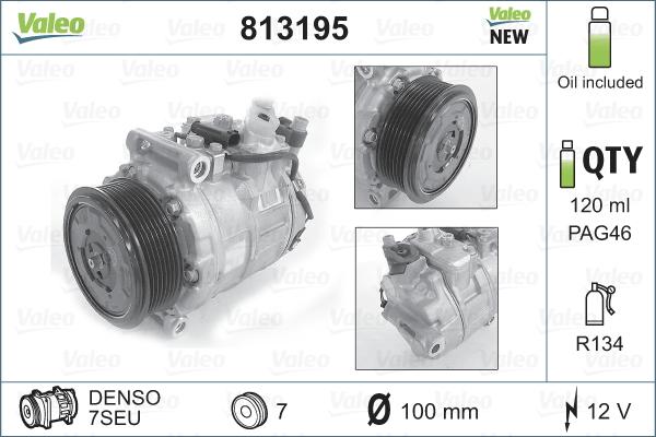 Valeo 813195 - Компрессор кондиционера autospares.lv